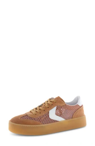 Voile Blanche Mind Perforated Mesh Platform Sneaker In Brown