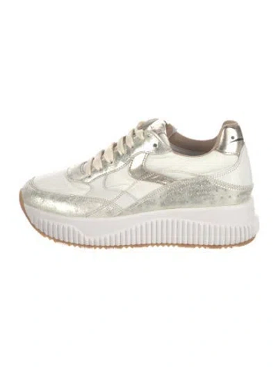 Pre-owned Voile Blanche Nylon Athletic Sneakers In White