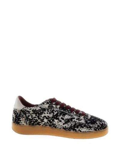 Voile Blanche Olivia Court Leopard-print Leather Sneakers In Black