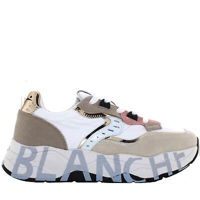 Pre-owned Voile Blanche P24us Women Low Sneakers 0012017475.08.1n61 Club105 In Bianco / Sabbia