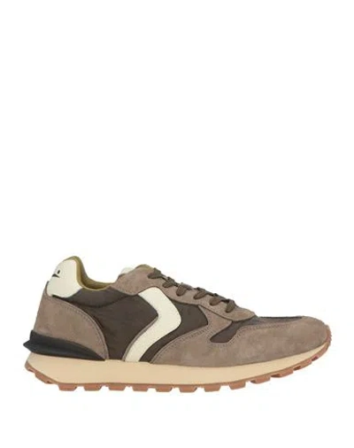 Voile Blanche Paris Race Man Man Sneakers Khaki Size 10 Leather, Textile Fibers In Brown