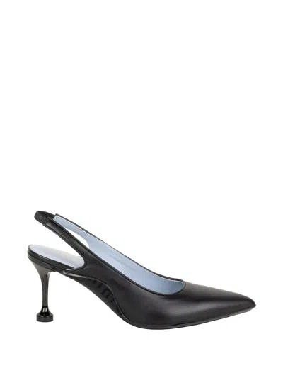 Voile Blanche Pointed-toe Slingback Pumps In Black