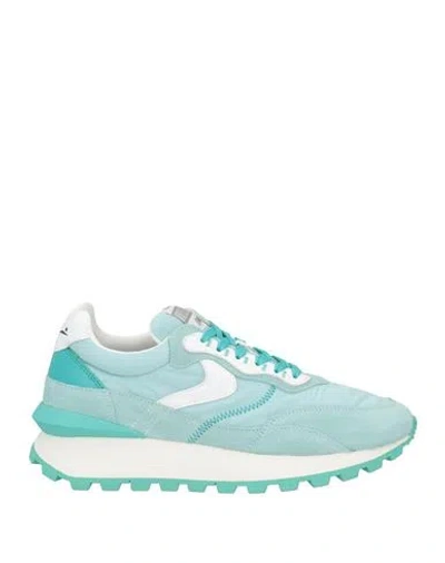 Voile Blanche Qwark Woman Sneakers Turquoise Size 8 Leather, Nylon In Blue