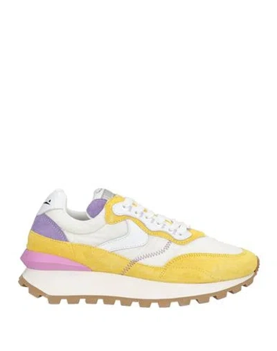 Voile Blanche Qwark Woman Sneakers Yellow Size 7 Leather, Nylon