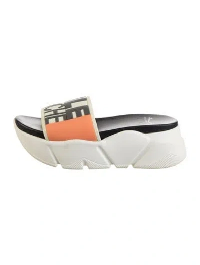 Pre-owned Voile Blanche Rubber Graphic Print Slides In White