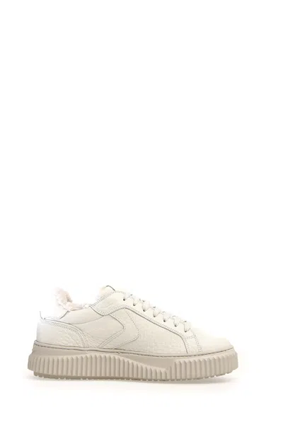Voile Blanche Calfskin Sneakers With Removable Insole And Ultra-light Rubber Sole In Bianco Chiari E Naturali