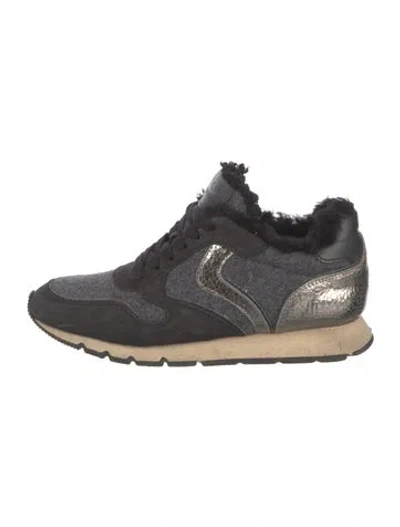 Pre-owned Voile Blanche Suede Animal Print Athletic Sneakers In Black