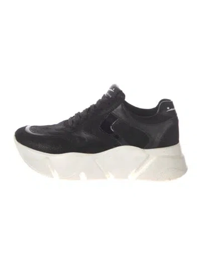 Pre-owned Voile Blanche Suede Chunky Sneakers In Black
