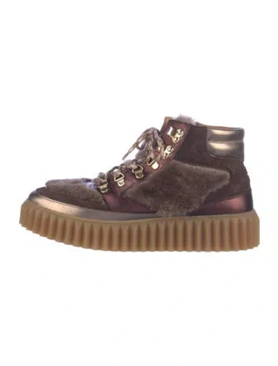 Pre-owned Voile Blanche Suede Chunky Sneakers In Brown