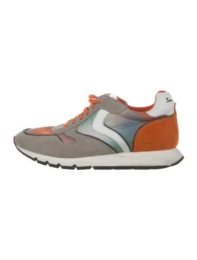Pre-owned Voile Blanche Suede Colorblock Pattern Sneakers In Orange