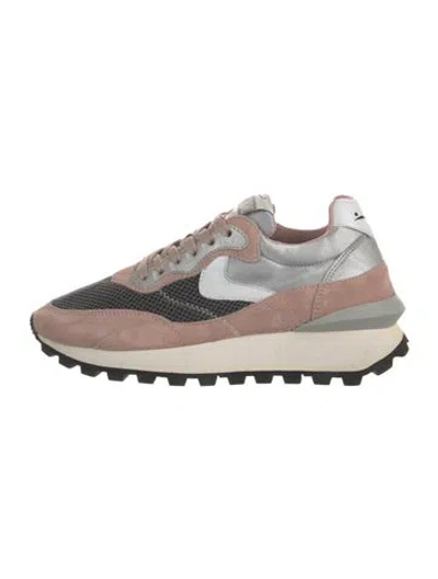 Pre-owned Voile Blanche Suede Colorblock Pattern Sneakers In Pink