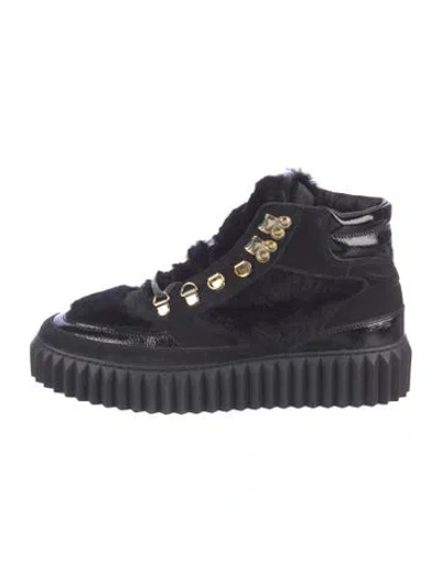 Pre-owned Voile Blanche Suede Combat Boots In Black