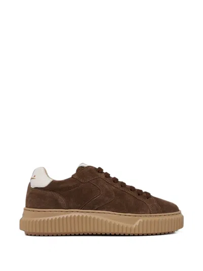 Voile Blanche Suede Platform Sneakers In Brown