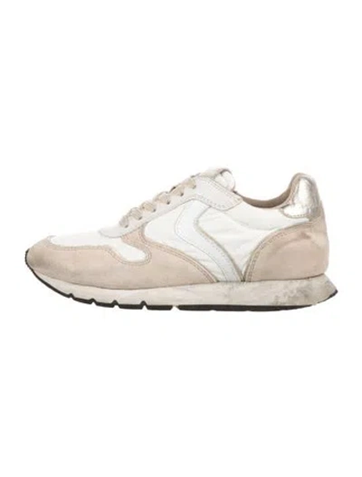 Pre-owned Voile Blanche Suede Printed Athletic Sneakers In White