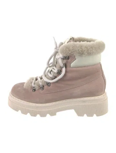 Pre-owned Voile Blanche Suede Sneakers In Pink