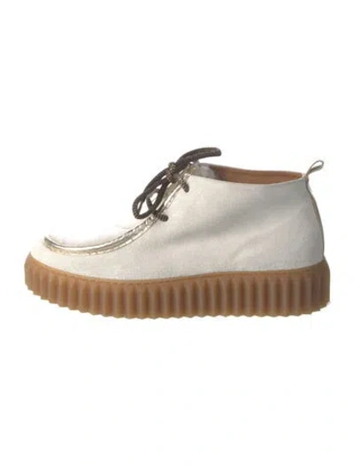 Pre-owned Voile Blanche Suede Sneakers In White