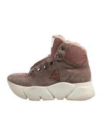 Pre-owned Voile Blanche Suede Wedge Sneakers In Brown