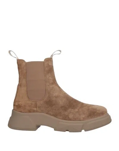 Voile Blanche Woman Ankle Boots Beige Size 11 Leather In Brown
