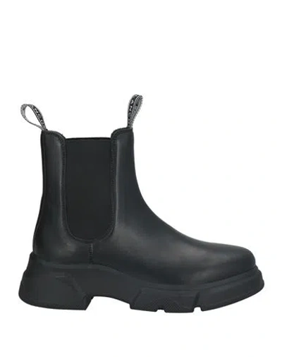 Voile Blanche Woman Ankle Boots Black Size 10 Calfskin, Elastic Fibres
