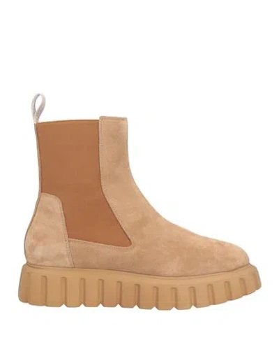 Voile Blanche Woman Ankle Boots Camel Size 11 Leather In Beige