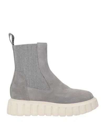 Voile Blanche Woman Ankle Boots Light Grey Size 8 Leather In Gray