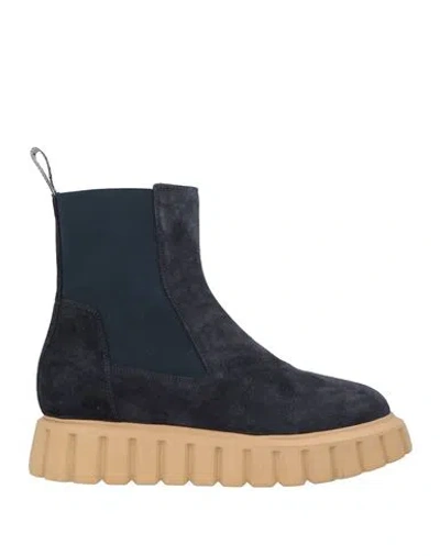 Voile Blanche Woman Ankle Boots Navy Size 6 Leather In Blue