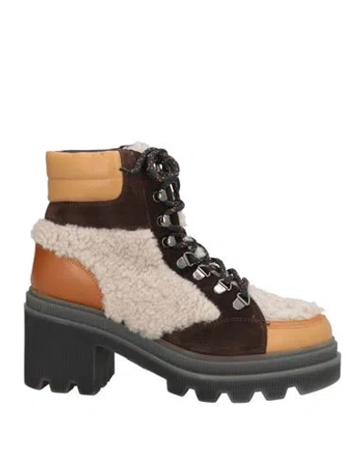 Voile Blanche Woman Ankle Boots Tan Size 8 Leather In Brown