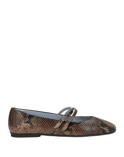 Voile Blanche Woman Ballet Flats Khaki Size 9 Leather In Brown