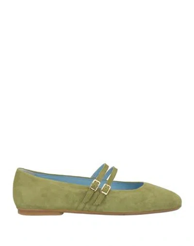 Voile Blanche Woman Ballet Flats Military Green Size 9 Leather