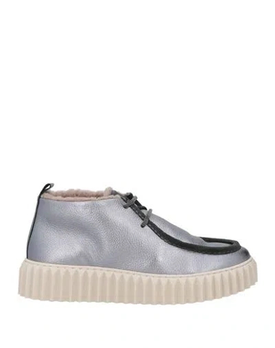 Voile Blanche Woman Lace-up Shoes Fuchsia Size 9 Leather In Silver