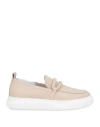 Voile Blanche Woman Loafers Beige Size 12 Leather In Beige