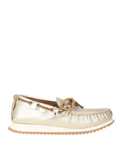 Voile Blanche Woman Loafers Platinum Size 7 Leather In Gold