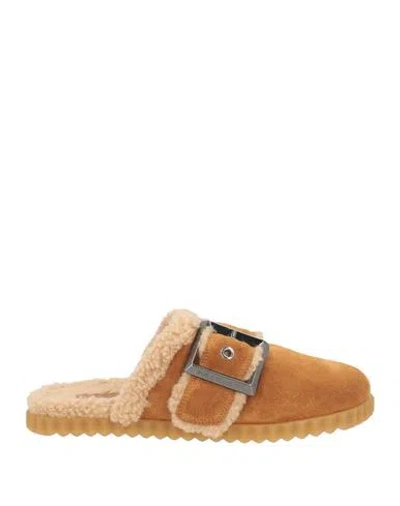 Voile Blanche Woman Mules & Clogs Brown Size 6 Leather, Textile Fibers