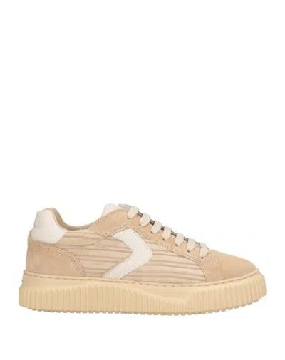 Voile Blanche Woman Sneakers Beige Size 6 Leather, Textile Fibers In Neutral