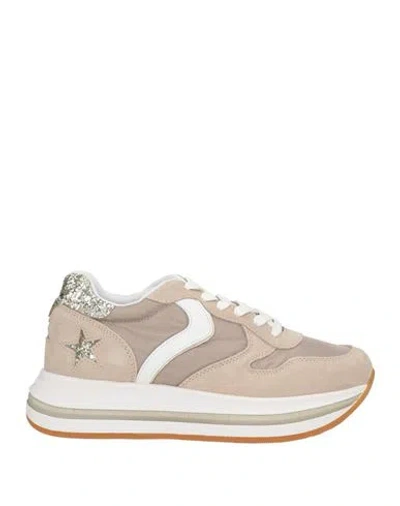 Voile Blanche Woman Sneakers Beige Size 7 Leather, Textile Fibers In Neutral