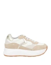 Voile Blanche Woman Sneakers Beige Size 11 Goat Skin, Textile Fibers