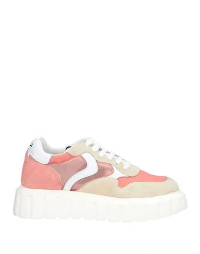 Voile Blanche Woman Sneakers Beige Size 8 Leather, Textile Fibers