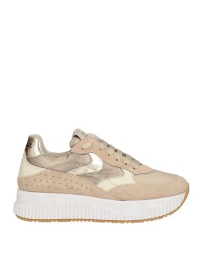 Voile Blanche Woman Sneakers Beige Size 9 Leather, Textile Fibers In Neutral