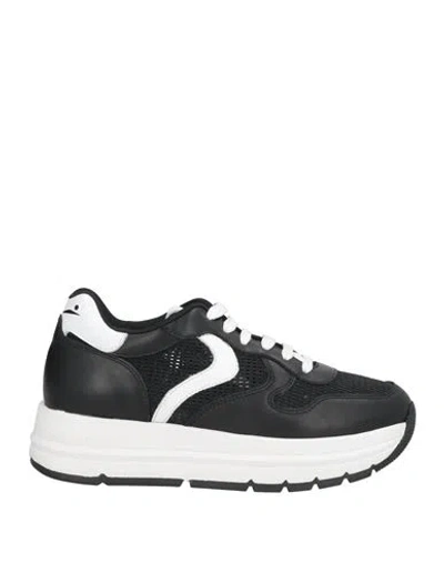 Voile Blanche Woman Sneakers Black Size 7 Calfskin, Textile Fibers