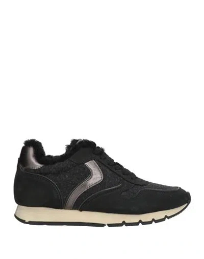 Voile Blanche Woman Sneakers Black Size 8 Leather, Textile Fibers
