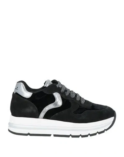 Voile Blanche Woman Sneakers Black Size 8 Leather, Textile Fibers