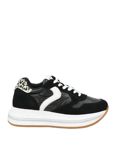 Voile Blanche Woman Sneakers Black Size 8 Leather, Textile Fibers
