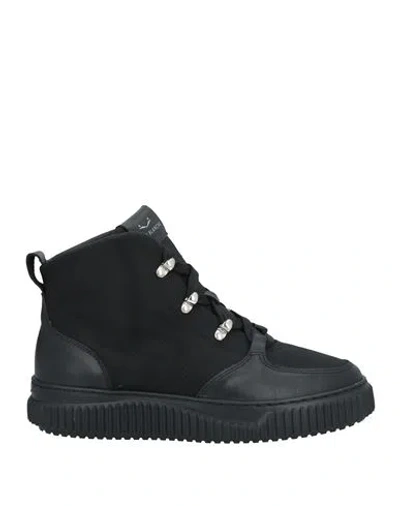 Voile Blanche Woman Sneakers Black Size 8 Leather, Textile Fibers