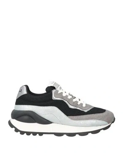 Voile Blanche Woman Sneakers Black Size 7 Leather, Textile Fibers