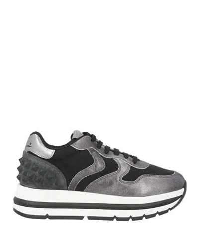 Voile Blanche Woman Sneakers Black Size 7 Leather, Textile Fibers