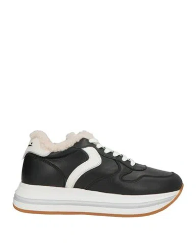 Voile Blanche Woman Sneakers Black Size 9 Leather In Animal Print