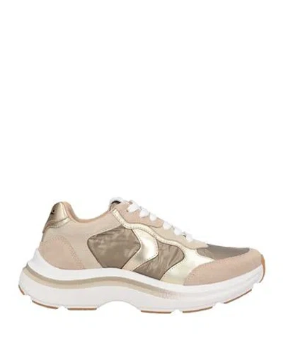 Voile Blanche Woman Sneakers Bronze Size 8 Leather, Textile Fibers In Yellow