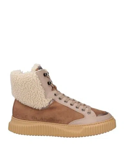 Voile Blanche Woman Sneakers Camel Size 6 Leather, Shearling In Beige