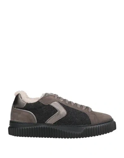 Voile Blanche Woman Sneakers Charcoal Size 11 Leather, Textile Fibers In Gray
