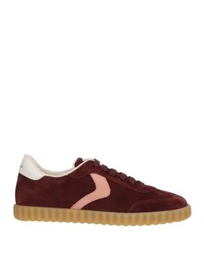 Voile Blanche Woman Sneakers Chocolate Brown Size 9 Leather In Burgundy